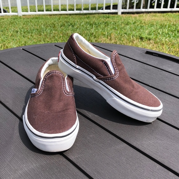 vans slip ons brown